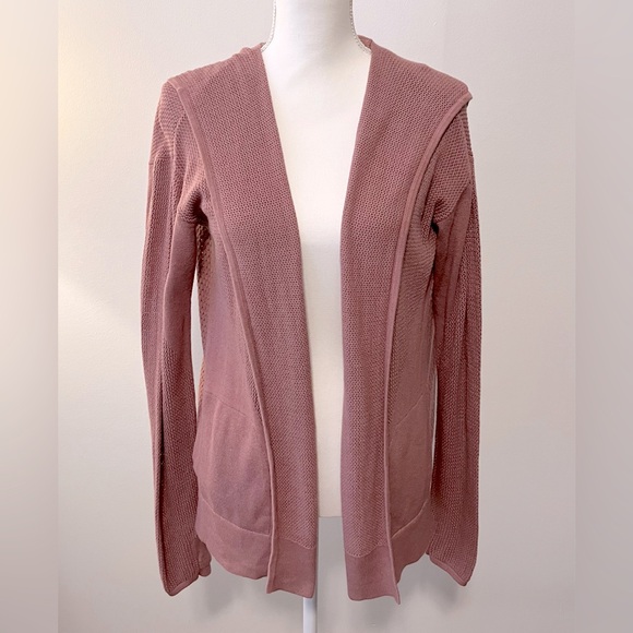 Lululemon Still Movement Wrap Knit Hooded Sweater with Mesh Detail. Pink. Size 8 - Picture 1 of 11